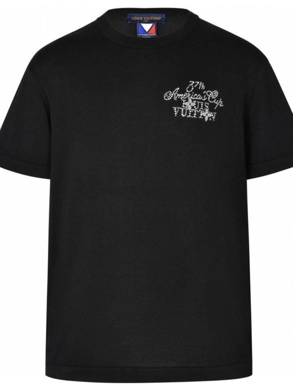 Louis Vuitton Black Crystal Embellished Logo Short Sleeve Tee
